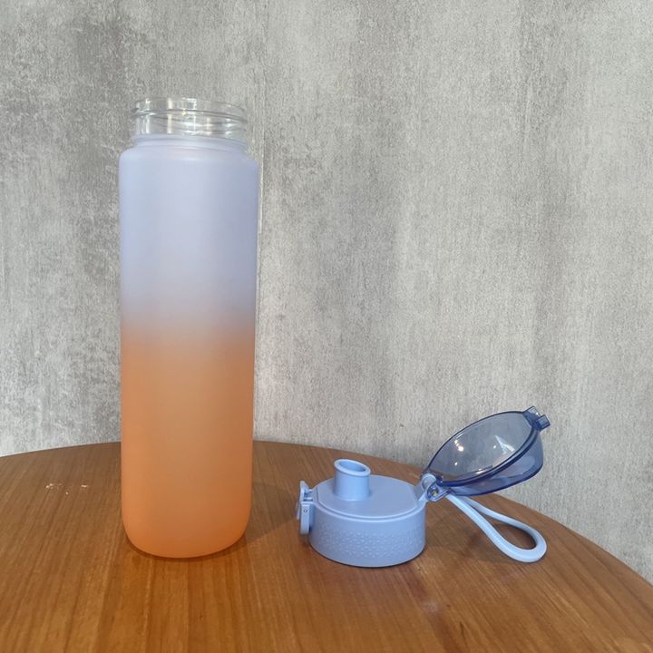 In Stock Hot Sales 32oz sport fitness gym cup 1L portable plastic orange drinkware WATER BOTTLE with bounce lid and rope Wholesale Distribution Distributor