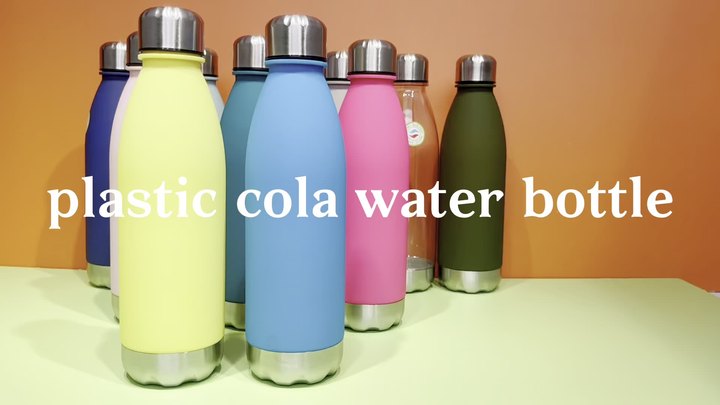 In stock BPA free Competitive Price Eco-friendly  680ml plastic cola shape water bottle with sports metal lid and bottom