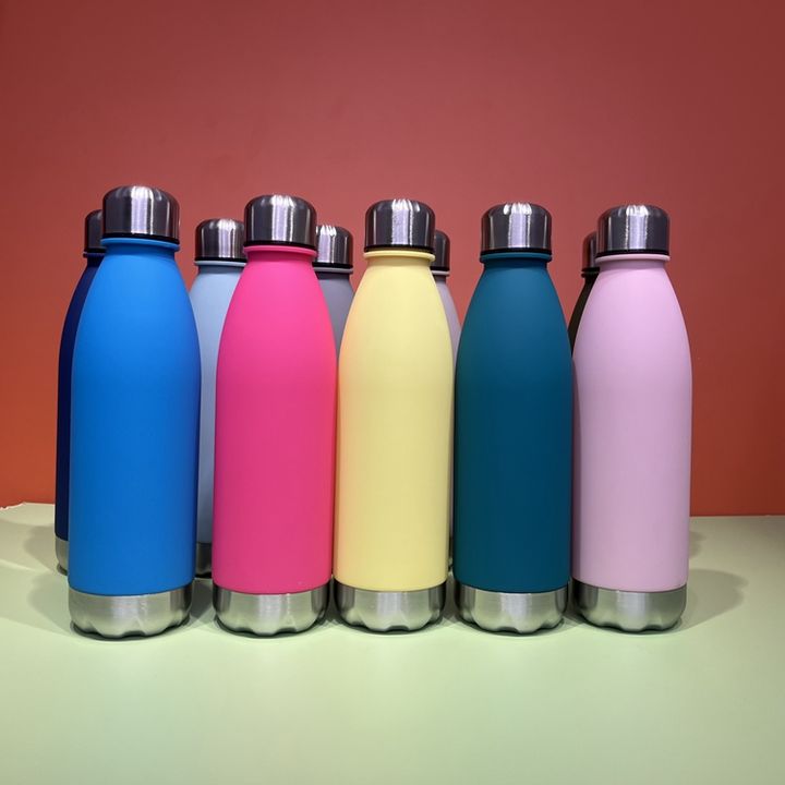 In stock BPA free Competitive Price Eco-friendly  680ml plastic cola shape water bottle with sports metal lid and bottom