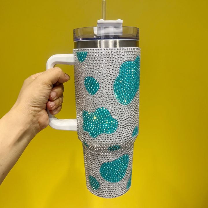 Insulated Water Bottle Cup Straw Cover Stainless Steel 40oz Rhinestone Wholesale Bluk Charm Travel Mugs Drinkware Modern Export-Oriented Factory Solutions