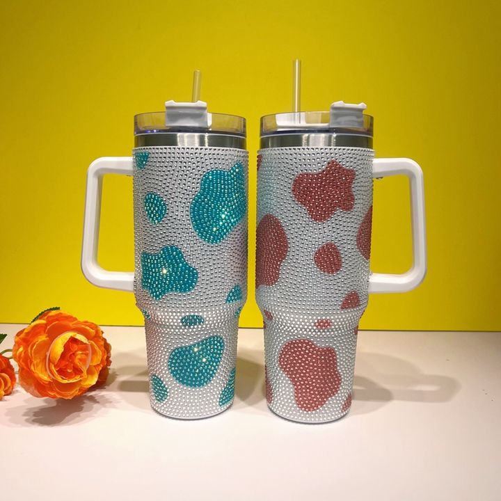 Insulated Water Bottle Cup Straw Cover Stainless Steel 40oz Rhinestone Wholesale Bluk Charm Travel Mugs Drinkware Modern Export-Oriented Factory Solutions