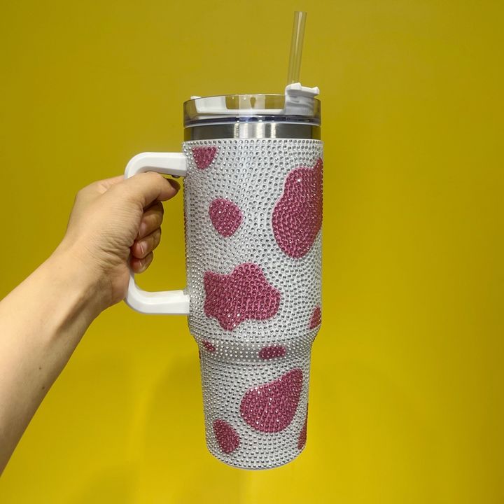 Insulated Water Bottle Cup Straw Cover Stainless Steel 40oz Rhinestone Wholesale Bluk Charm Travel Mugs Drinkware Modern Export-Oriented Factory Solutions