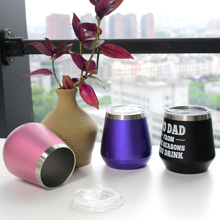 Manufacturer 12oz/350ml  Eco-friendly custom logo Double Wall travel coffee wine mug 8/18 Stainless Steel vacuum cup with PP lid Bulk Orders Factory