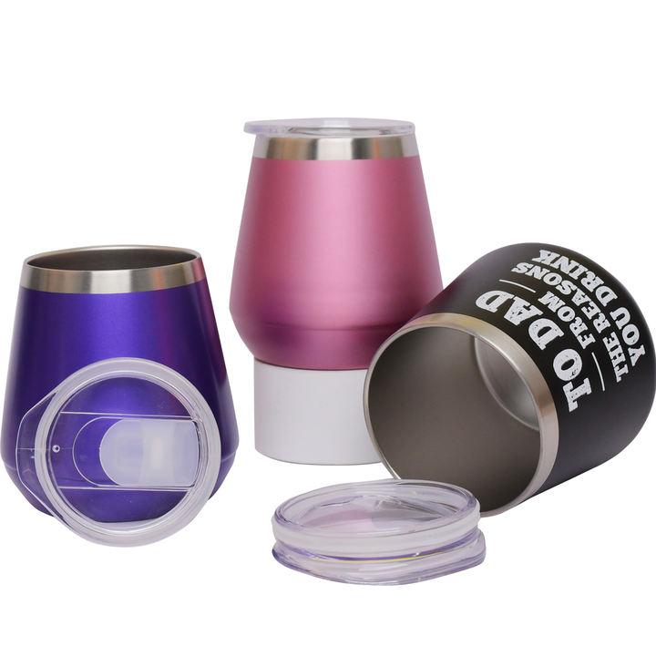 Manufacturer 12oz/350ml  Eco-friendly custom logo Double Wall travel coffee wine mug 8/18 Stainless Steel vacuum cup with PP lid Bulk Orders Factory
