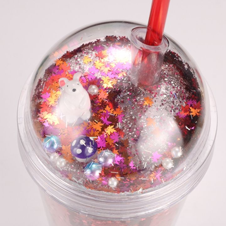 Manufacturer custom Cheap 400ml /14oz bpa free acrylic travel cup OEM plastic Double walled tumbler with straw and twinkling lid High-Volume Manufacturing
