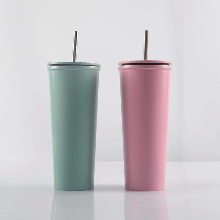 Manufacturers Directly Supply Creative Stainless Steel Thermos Cup Vacuum Stainless Steel Water Bottle with metal straw Export Manufacturing