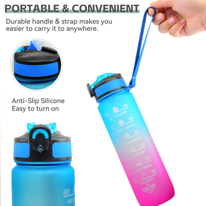 Motivational Water Bottle Camping Unisex Climbing Eco Friendly Leakproof Custom LOGO BPA Free Factory Gym Fitness Ports 1L Manufacturing Firm