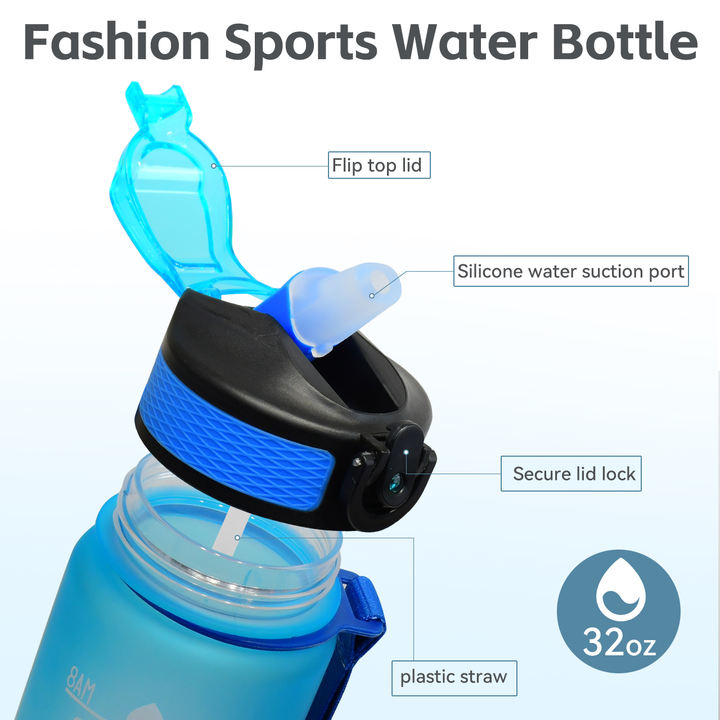 Motivational Water Bottle Camping Unisex Climbing Eco Friendly Leakproof Custom LOGO BPA Free Factory Gym Fitness Ports 1L Manufacturing Firm