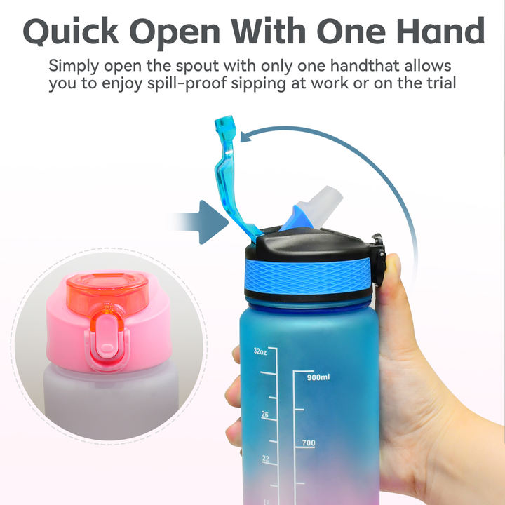 Motivational Water Bottle Camping Unisex Climbing Eco Friendly Leakproof Custom LOGO BPA Free Factory Gym Fitness Ports 1L Manufacturing Firm