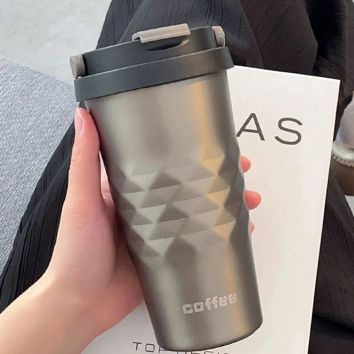Multicolor 500ml double wall durable wide mouth office 304 stainless steel Coffee mug water cup tumbler with portable handle Wholesale B2B Pricing Pricing