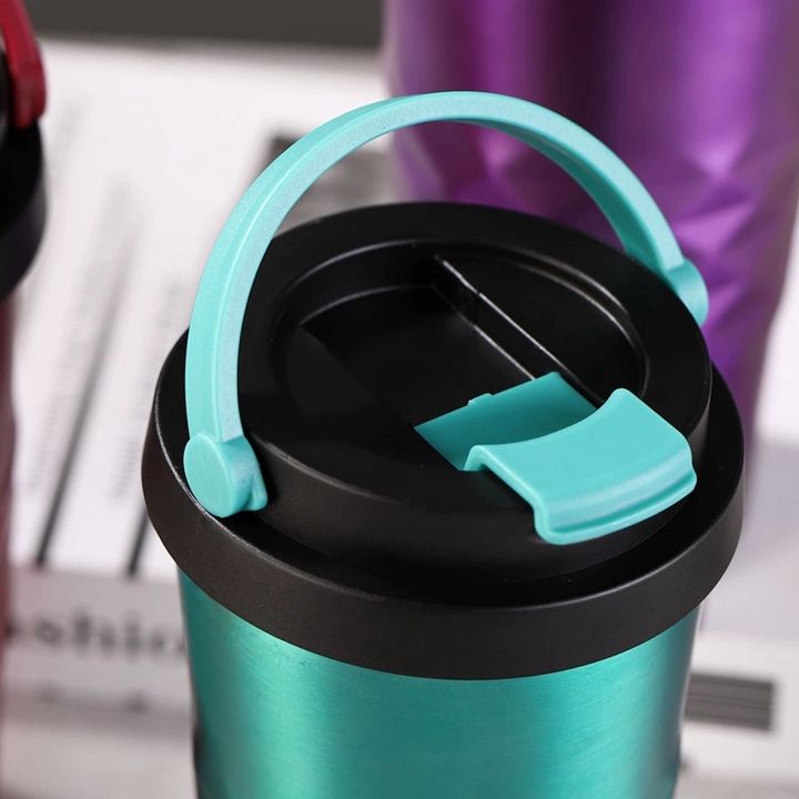 Multicolor 500ml double wall durable wide mouth office 304 stainless steel Coffee mug water cup tumbler with portable handle Wholesale B2B Pricing Pricing