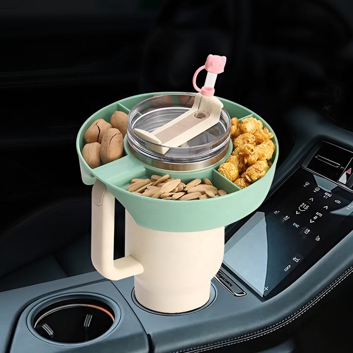 Multifunction OEM/ODM 40oz Large Capacity bpa free Insulated vacuum stainless steel car tumbler with Snack plate