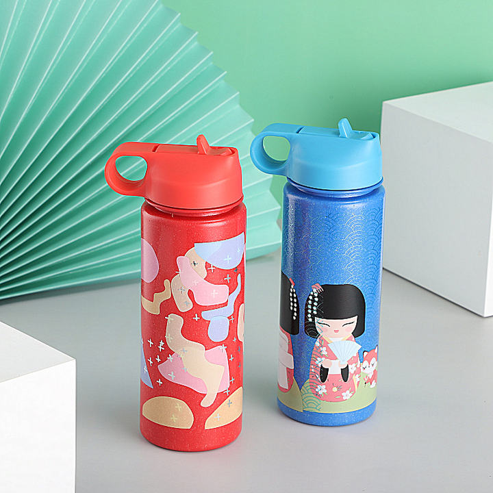 NEW product 2024 customized bpa free 700ml degradable material 24oz Plastic Wheat Straw Water Bottle for kids