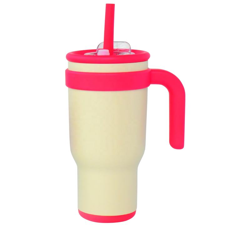 ODM/OEM 14oz/18oz/30oz/40oz Stainless Steel Travel Mug Vacuum Insulated Tumbler with Handgrip 2-in-1 Straw/Flip Lid Rapid Production Solutions