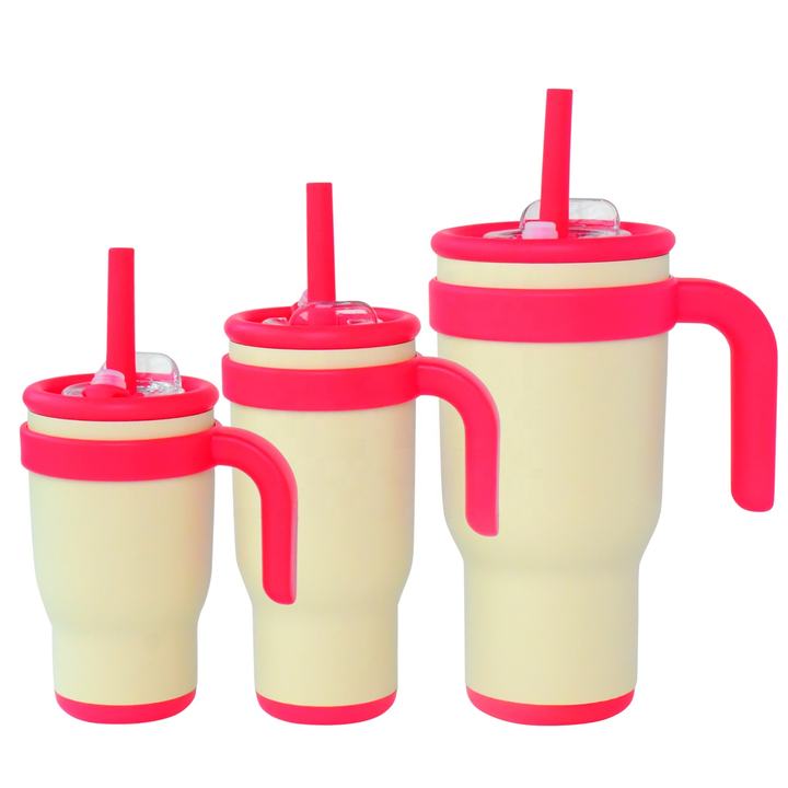ODM/OEM 14oz/18oz/30oz/40oz Stainless Steel Travel Mug Vacuum Insulated Tumbler with Handgrip 2-in-1 Straw/Flip Lid Rapid Production Solutions