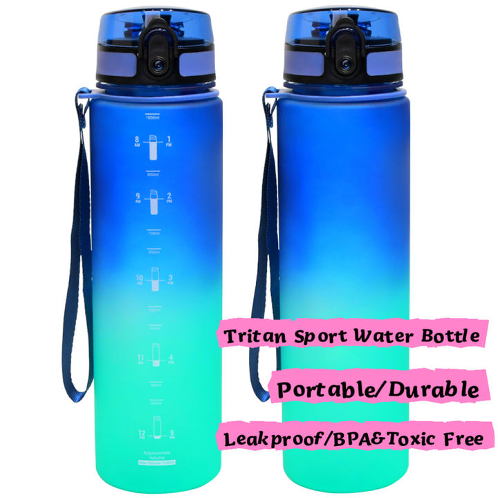 OEM 32oz Motivational Sports Water Bottle with Time Marker Times to Drink Tritan BPA Free Wide Mouth Leakproof