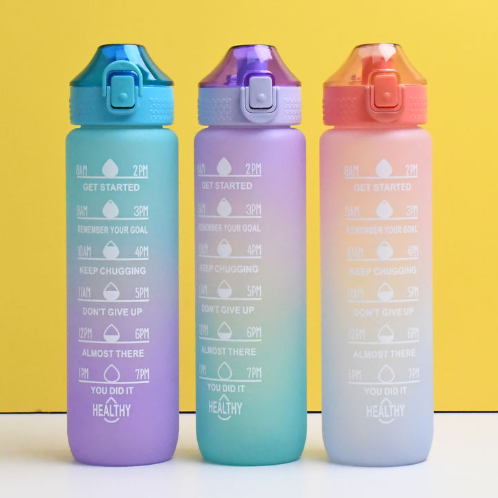 OEM Fashion Design Colorful Pink Purple 1000ML Capacity Plastic Sports Motivational Water Drink Bottle With Handle China Factory Supply Services