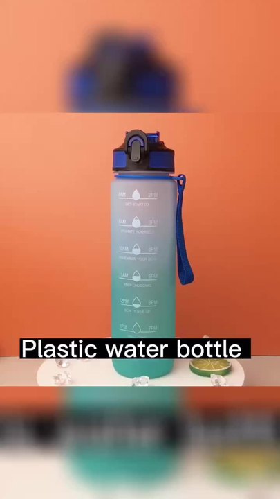 OEM/ODM BPA Free 32oz/1L Custom Logo Sport Plastic Gradient Plastic Motivational  Water Bottles With straw and rope Factory Pricing Supply