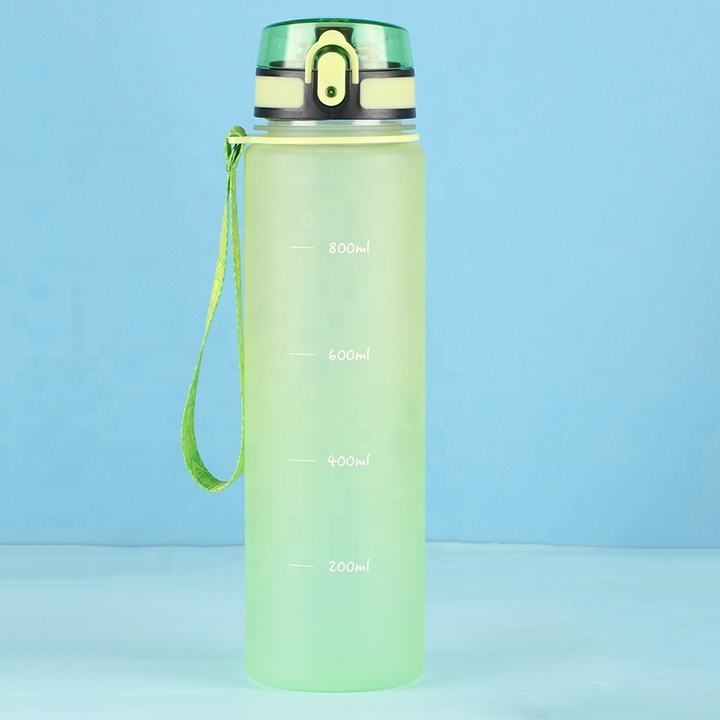 OEM/ODM CUSTOM 1Liter plastic sport gym water bottle With Bounce lid and portable rope Wholesale Trade Supplier Innovation