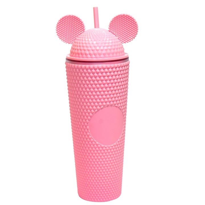 OEM/ODM Mich Mouse ear cup 24OZ cute student Double Wall matte Studded Plastic acrylic Water Tumbler