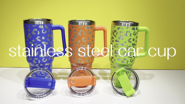 OEM/ODM Stainless Steel Travel Cup MUG CAMPING CAR Thermal Insulated 40OZ Tumbler With Handle and straw Supplier Wholesale