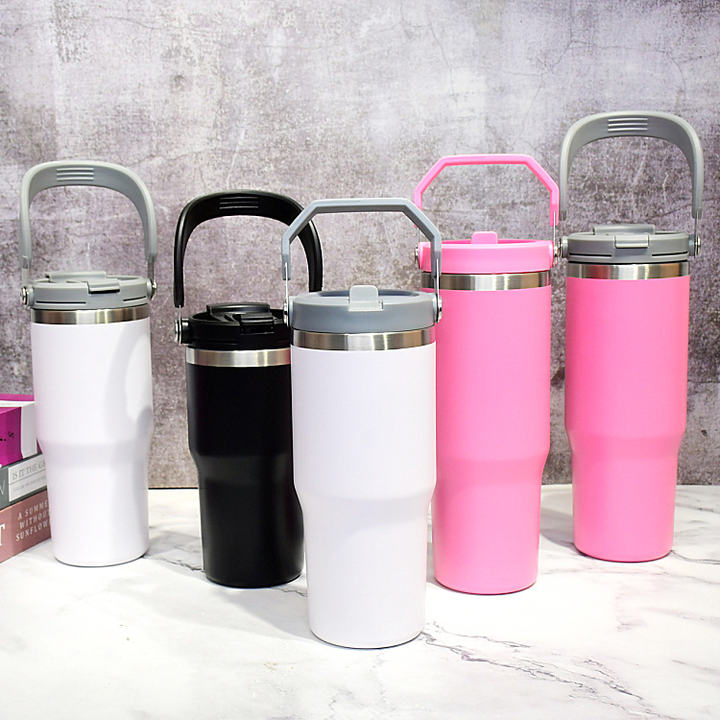 OEM/ODM large capacity durable Double-layer stainless steel travel mugs insulated for hot and cold with Leak-proof handle lid Overseas Manufacturing Manufacturer