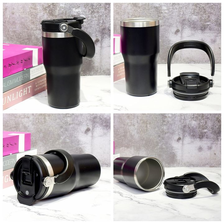 OEM/ODM large capacity durable Double-layer stainless steel travel mugs insulated for hot and cold with Leak-proof handle lid Overseas Manufacturing Manufacturer