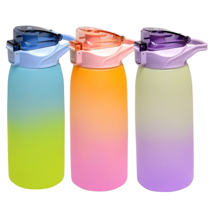 OEM eco friendly portable gym sport wide-mouth bottle gradient color 1000ml/32oz  plastic water bottle with Bounce dust lid Direct Supplier Pricing