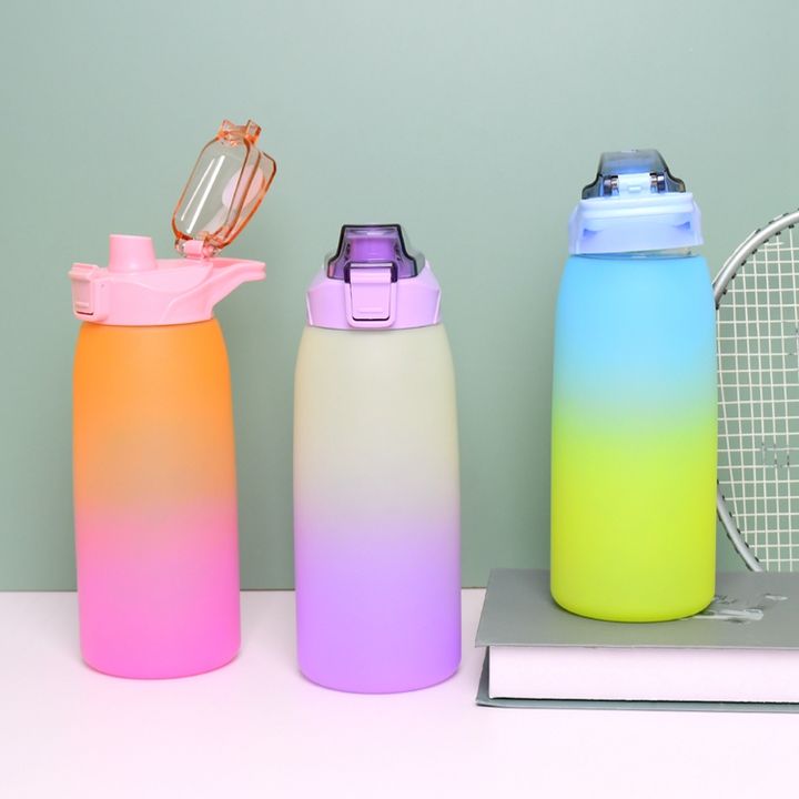OEM eco friendly portable gym sport wide-mouth bottle gradient color 1000ml/32oz  plastic water bottle with Bounce dust lid Direct Supplier Pricing