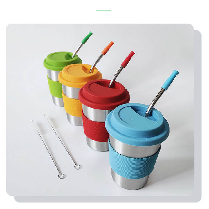 OXSY 12oz 16oz Drinking Tumblers Cups Stainless Steel with Silicone Lids Straw for Kids Children and Toddlers Kids Minimalist Factory Wholesale