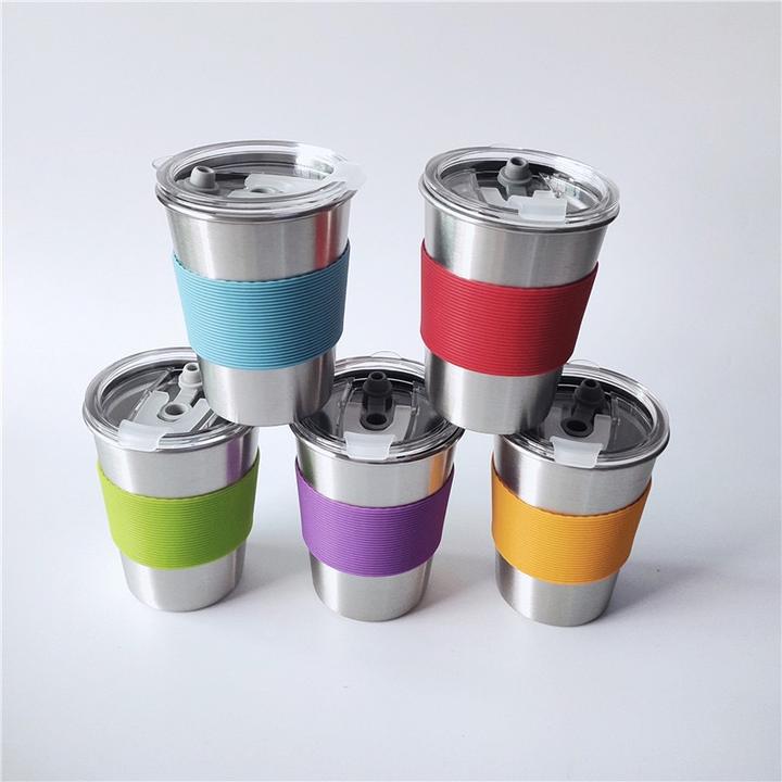 OXSY 12oz 16oz Drinking Tumblers Cups Stainless Steel with Silicone Lids Straw for Kids Children and Toddlers Kids Minimalist Factory Wholesale