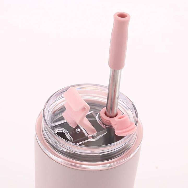 OXSY 500ml custom soft touch painting Stainless Steel Water Bottle Travel Coffee Mug With Straw Manufacturing and Export