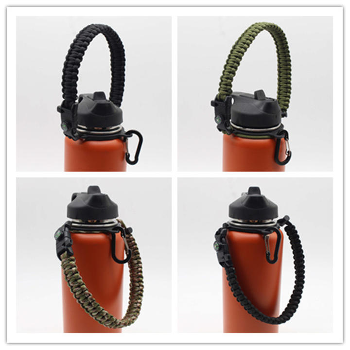 OXSY Insulated Water Bottle With Paracord Handle Protective Silicone Boot Stainless Steel Water Bottle Wide Mouth