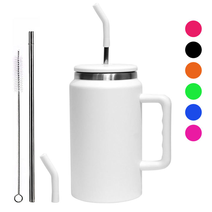 OXSY OEM/ODM 50oz big capacity Double wall Vacuum Flask Stainless Steel water cup with handle and metal straw China Bulk Supplier Customization