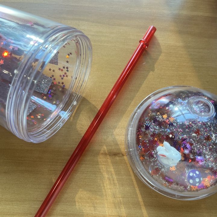 OXSY OEM/ODM bpa free custom Gift Reusable Coffee Cup Plastic Snow Globe Glitter Insulated Double Wall Clear Acrylic Tumbler cup