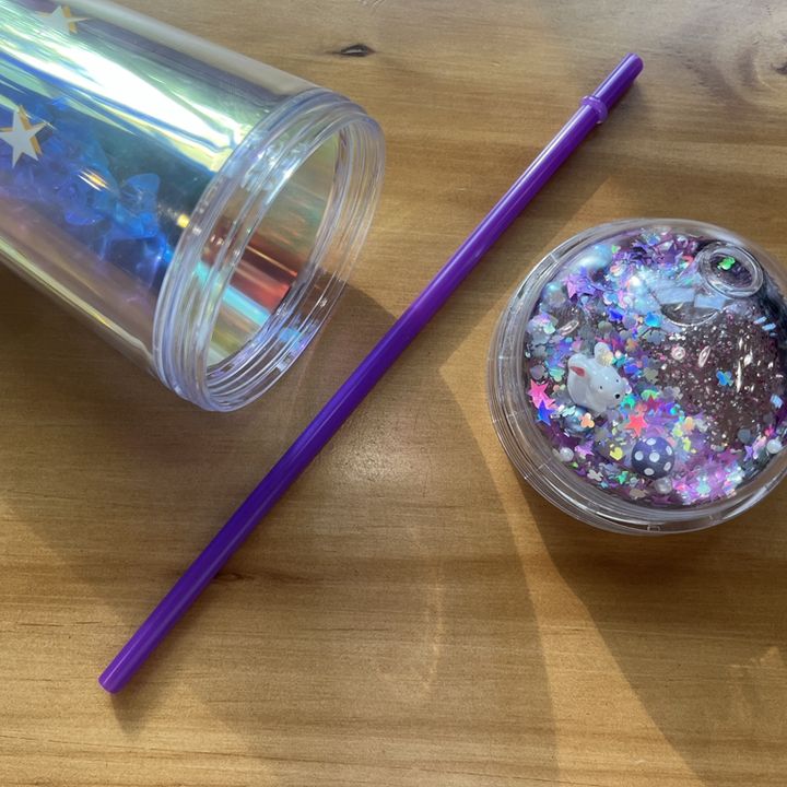 OXSY OEM/ODM bpa free custom Gift Reusable Coffee Cup Plastic Snow Globe Glitter Insulated Double Wall Clear Acrylic Tumbler cup