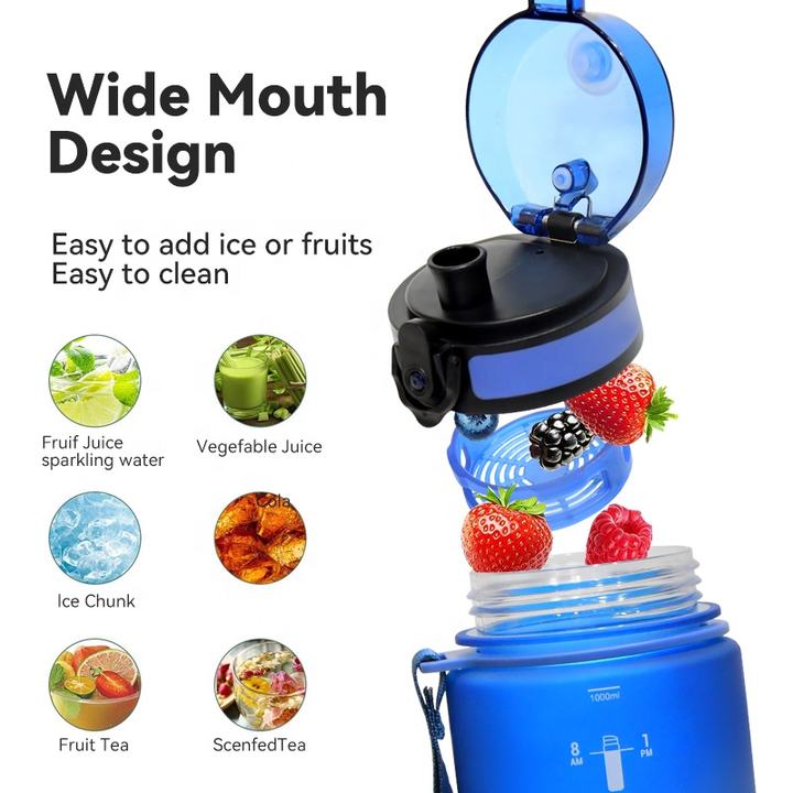 Outdoor Enthusiasts 32oz Large Durable Gym Plastic Leakproof Bottle for Fitness Sport Water Bottle with Time Marker Export-Oriented Factory Manufacturer