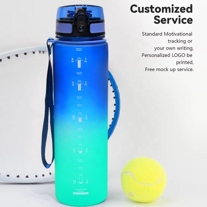 Outdoor Enthusiasts 32oz Large Durable Gym Plastic Leakproof Bottle for Fitness Sport Water Bottle with Time Marker Export-Oriented Factory Manufacturer