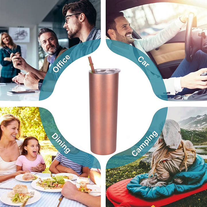 Personalized Sublimation Colorful Water Cups Straight Tumbler Cup Travel Mugs with Straw Double Wall Vacuum Insulated 20oz 600ml Mass Market Wholesale Customization