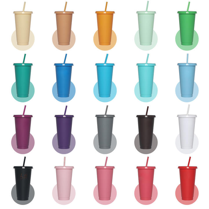 Plastic Cold Water Bottle Coffee Cup Tumbler Mugs Travel Drinkware Modern Wholesale Reusable 800ml Tumbler 3 in 1 Cups with Lids B2B Factory Pricing Processing