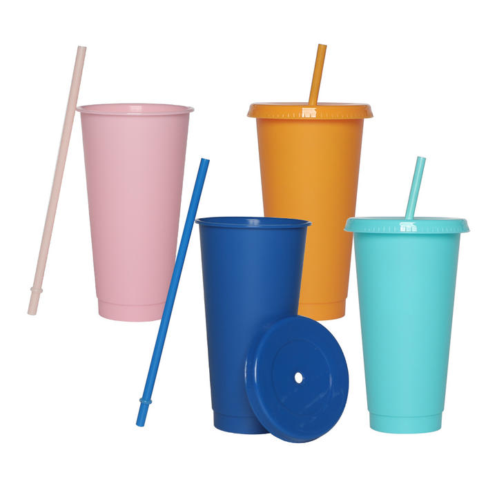Plastic Cold Water Bottle Coffee Cup Tumbler Mugs Travel Drinkware Modern Wholesale Reusable 800ml Tumbler 3 in 1 Cups with Lids B2B Factory Pricing Processing