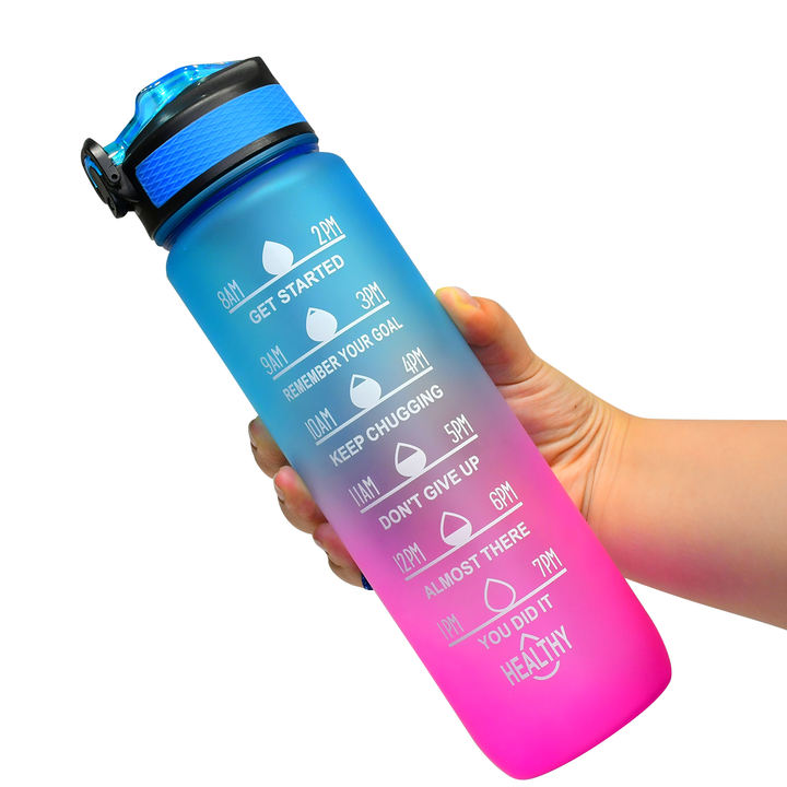 Plastic Water Bottle Wholesale Food Grade Bpa Free Leak Proof Gym Fitness Ports Motivational 1L Camping Unisex Climbing Support China Factory Supply Services