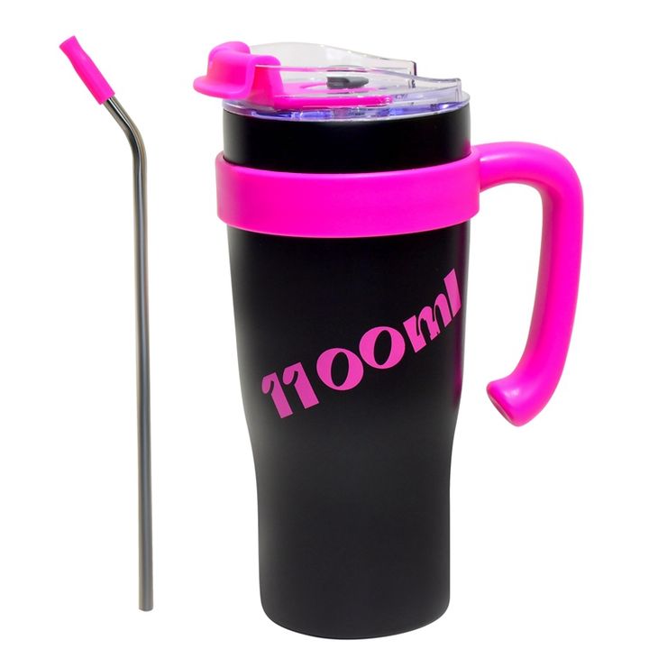 Portable Black pink 1100ml Double vacuum insulation SUS304 stainless steel Travel Mug With Customizable logo Manufacturing Services Export