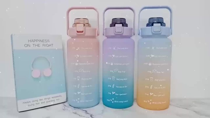 Portable Bpa Sport Water Bottle Gym Motivational Water Plastic Custom Logo Frosting Gradient Free 2 Liter Camping Adults Camp Manufacturing Plant