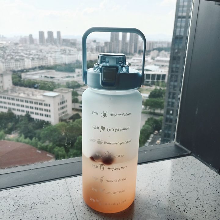 Portable Bpa Sport Water Bottle Gym Motivational Water Plastic Custom Logo Frosting Gradient Free 2 Liter Camping Adults Camp Manufacturing Plant