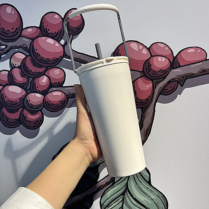 Portable and durable Custom color and logo 550ML 304 stainless steel Double layer insulation water cup with metal folding handle Manufacturing Firm Solutions