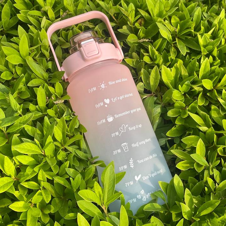 Promotional Custom Logo BPA-free two-tone gradient 64oz plastic sport drink water jug 2L motivational Plastic Water Bottle