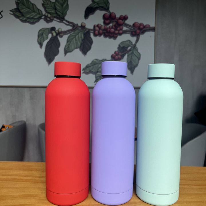 RTS 500ml small mouth Drinking rubber paint stainless steel  Double Wall  vacuum flasks thermos drinking water bottle Large Order Wholesale Outlet
