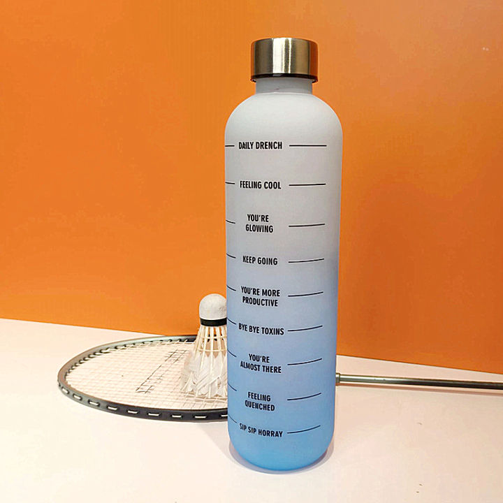 RTS High quality and large capacity 32oz Sport Fitness Gym plastic Water Bottles with metal lid and time marker in Stock Wholesale Distribution Center B2B