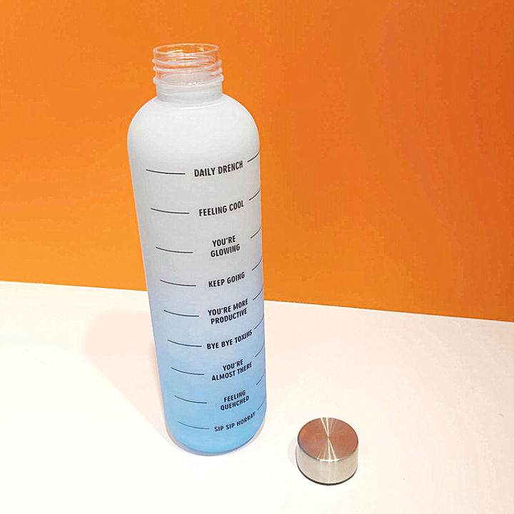 RTS High quality and large capacity 32oz Sport Fitness Gym plastic Water Bottles with metal lid and time marker in Stock Wholesale Distribution Center B2B